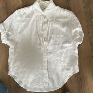 BABATON White Linen Button Up Shirt NWOT 2XS